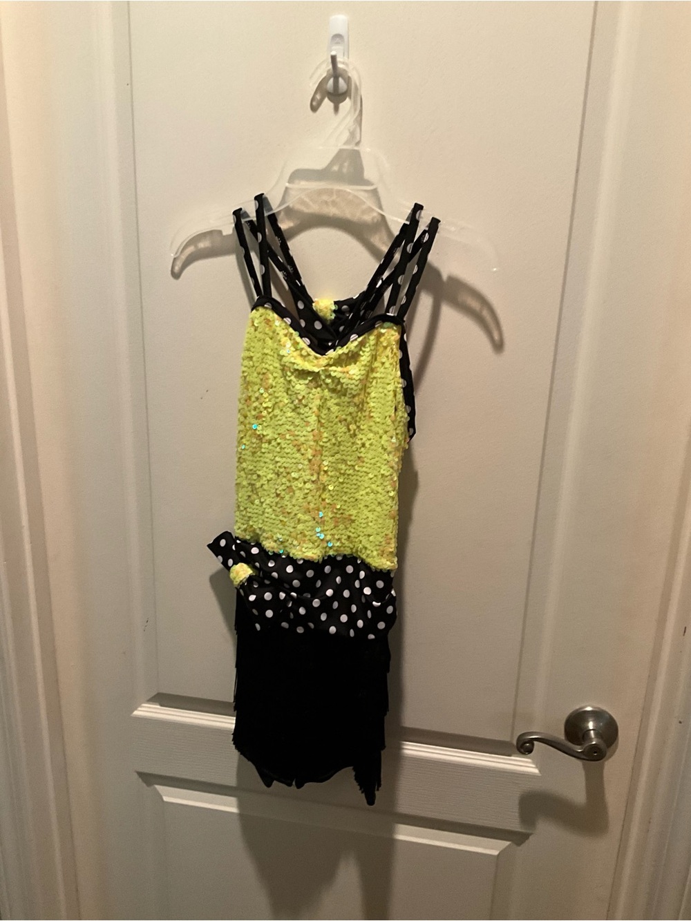 Weissman Yellow Sequin & Black Polka Dot Dance Top